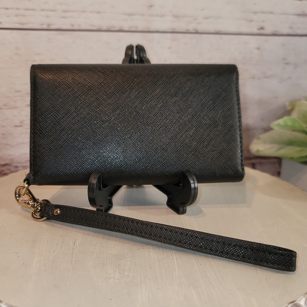 Kate Spade Black Saffiano Leather Wristlet Trifold Wallet - Picture 2 of 12